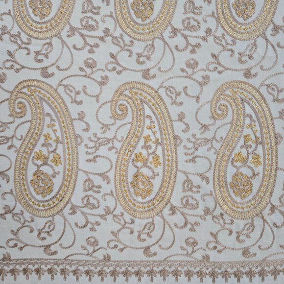 NWOT Ivory Scarf with Gold Embroidery Indian Bollywood Paisley Chain Link - Picture 12 of 14